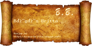 Bögös Britta névjegykártya